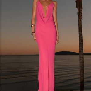 Peppermayo Hot Pink Cowl Neck Maxi Gown Size 8